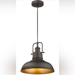 Farmhouse Pendant Light, 1-Light Industrial Hanging Light Fixture 11-
